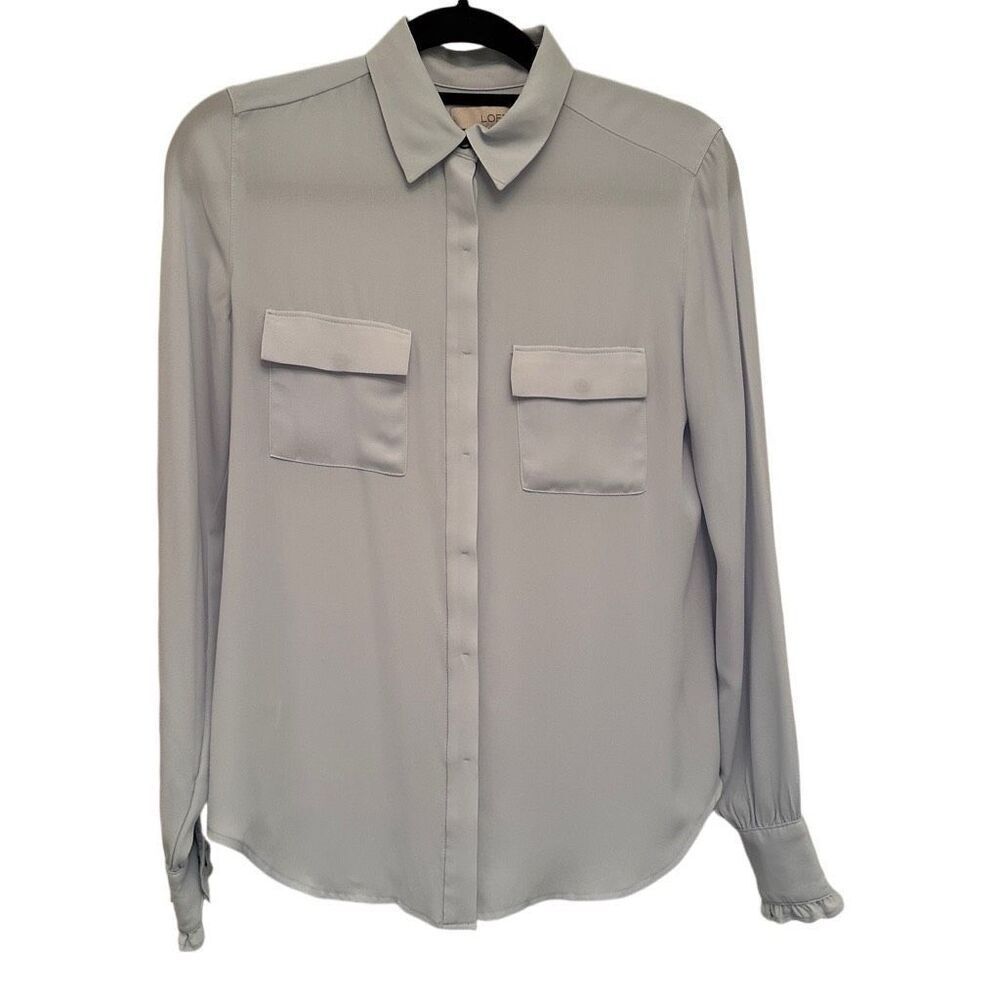 Loft Baby Blue Button Up Blouse- Size Xs